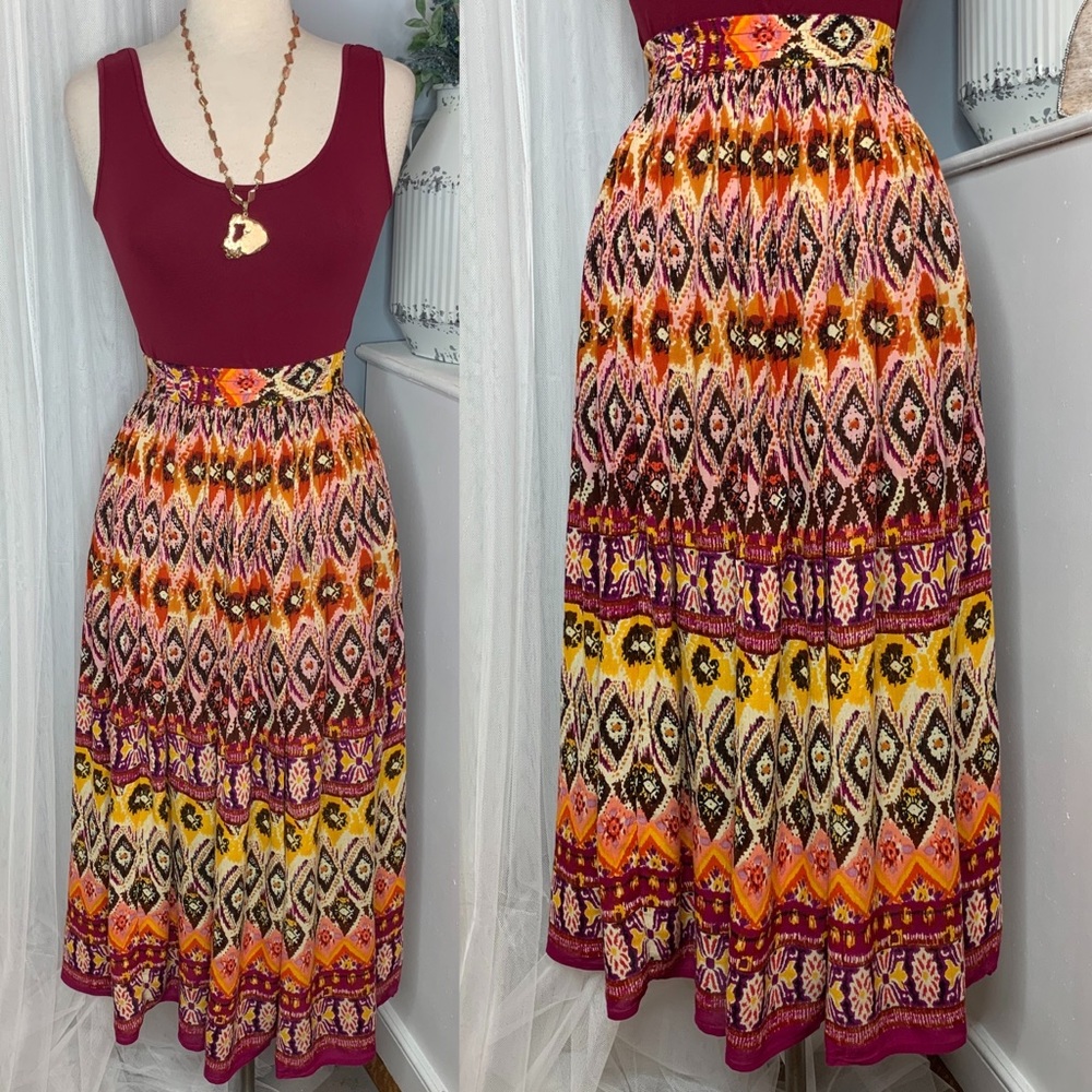 Chaudry KC High Waist Bohemian Midi Skirt